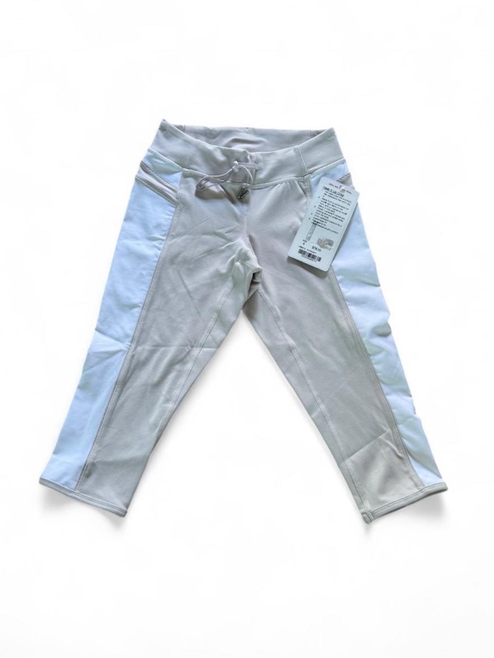 lululemon athletica - heat it up - cream and white cropped leggings / yoga pant